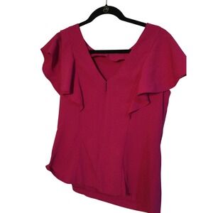 Banana Republic Sleeve Top V-Neck Blouse Elegant Party Fuchsia Pink Size 6‎
